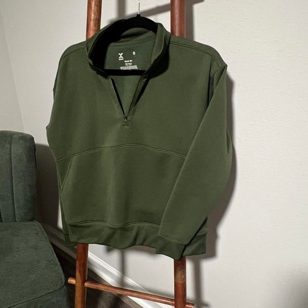 Xersion Womens Quick-Dri Quarter Zip Sweatshirt Green Athleisure Top Small